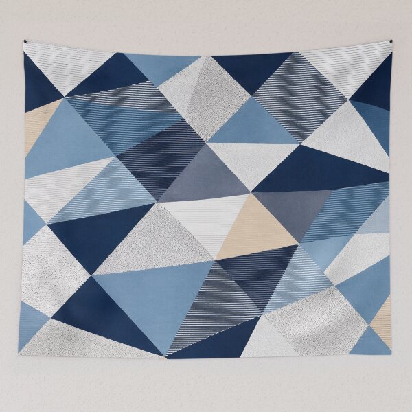 Item preview, Modern Blue Geometric Abstract Pattern – Navy, Sky Blue & White designed and sold by Punch-E415.