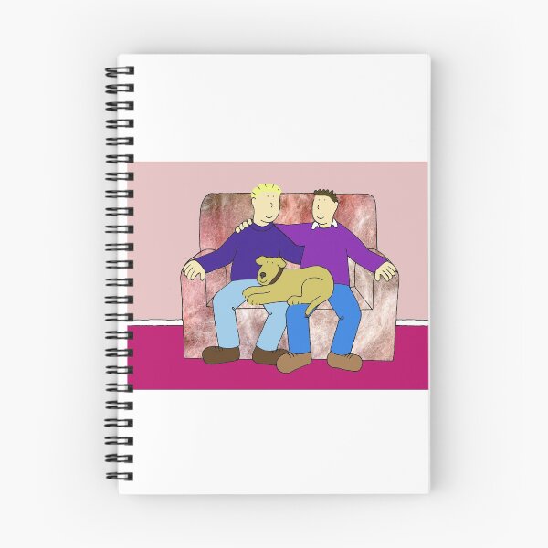 Item preview, Pareja de aniversario gay con perro en el sofá designed and sold by KateTaylor.