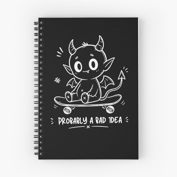 Item preview, Probably a Bad Idea T-Shirt – Cute Demon Skateboard Doodle, Funny Alternative Streetwear, Skater Gift designed and sold by SakuraHQ.
