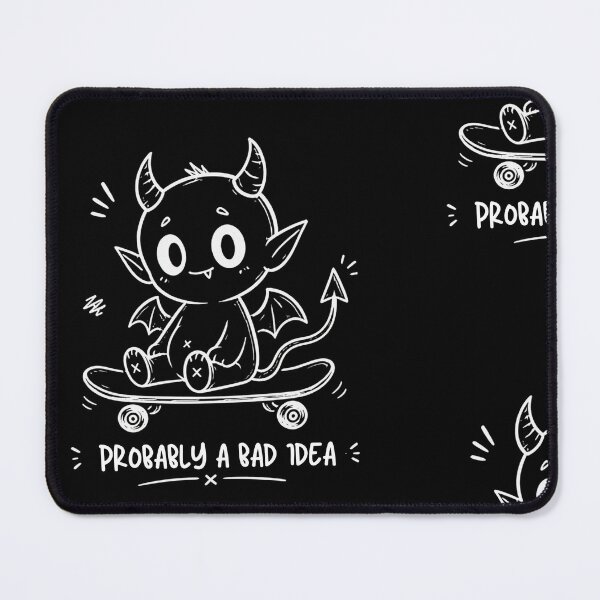 Item preview, Probably a Bad Idea T-Shirt – Cute Demon Skateboard Doodle, Funny Alternative Streetwear, Skater Gift designed and sold by SakuraHQ.