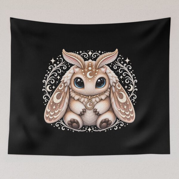 Item preview, Chubby Chibi Moon Moth Big Eyed Fantasy Creature Gothic Anime designed and sold by 3rd Eye Perceptions.