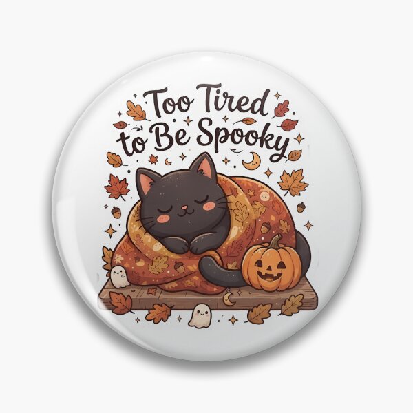 Item preview, Too Tired to Be Spooky - Cute Sleeping Black Cat Fall Sticker designed and sold by Lu7u.