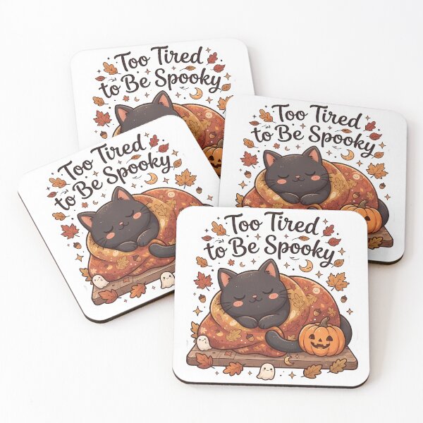 Item preview, Too Tired to Be Spooky - Cute Sleeping Black Cat Fall Sticker designed and sold by Lu7u.