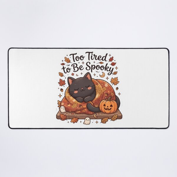 Item preview, Too Tired to Be Spooky - Cute Sleeping Black Cat Fall Sticker designed and sold by Lu7u.