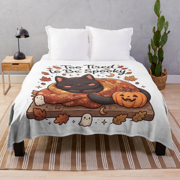 Item preview, Too Tired to Be Spooky - Cute Sleeping Black Cat Fall Sticker designed and sold by Lu7u.