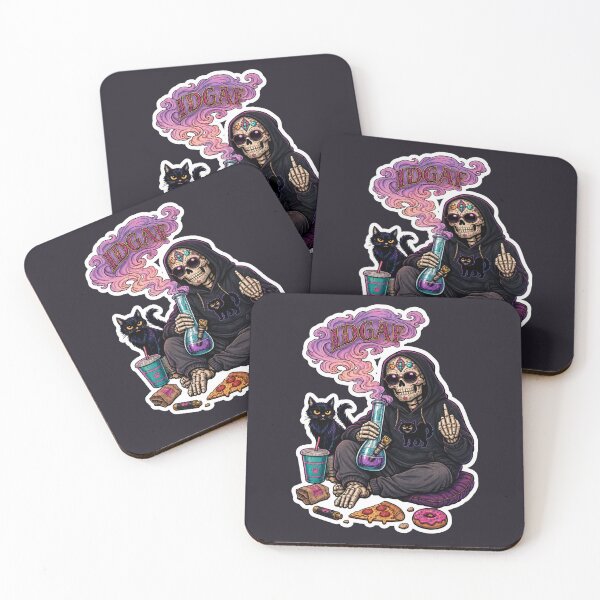 Item preview, IDGAF Sugar Skull Skeleton & Black Cat designed and sold by LakeshoreLegendsAndLight .