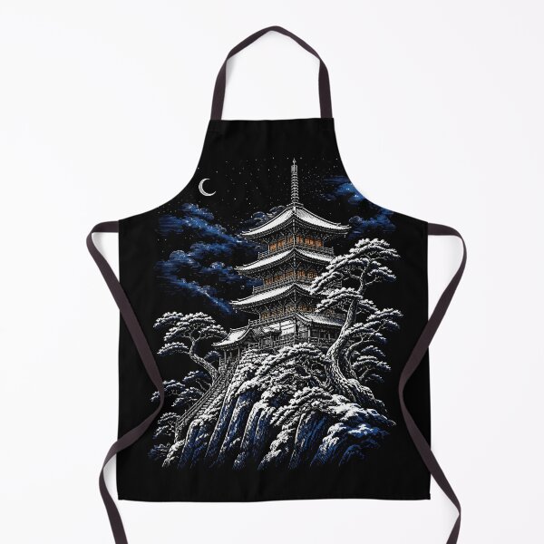 Item preview, Snowy Japanese Pagoda Temple Under Moonlit Night Sky designed and sold by GrinGalore.