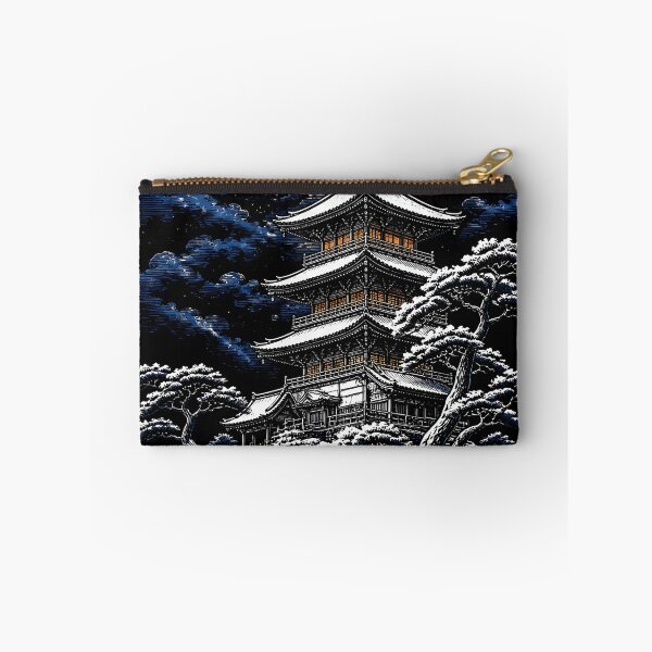 Item preview, Snowy Japanese Pagoda Temple Under Moonlit Night Sky designed and sold by GrinGalore.