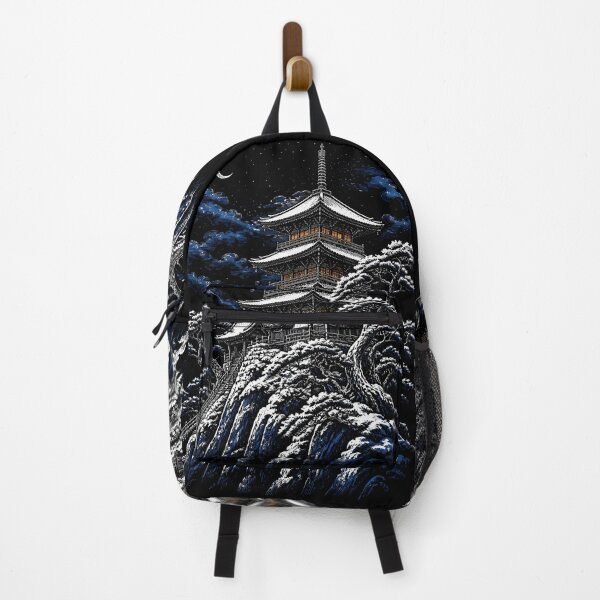 Item preview, Snowy Japanese Pagoda Temple Under Moonlit Night Sky designed and sold by GrinGalore.