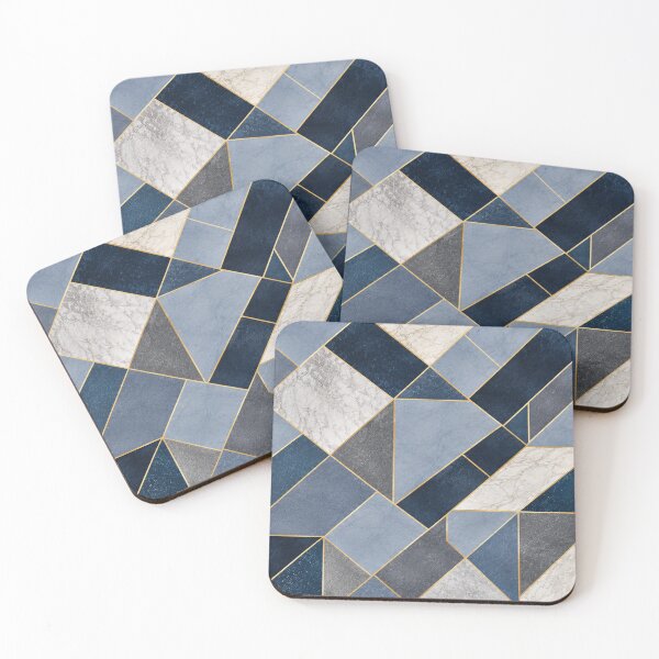 Item preview, Navy Blue & Marble Geometric Abstract Pattern with Gold Lines designed and sold by Punch-E415.