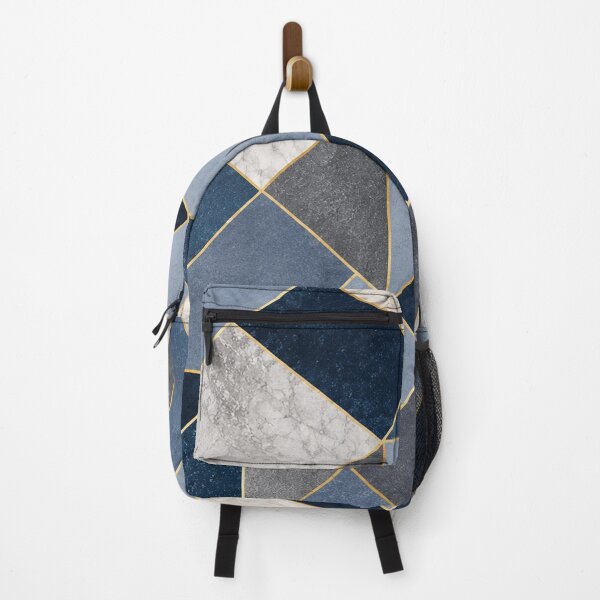 Item preview, Navy Blue & Marble Geometric Abstract Pattern with Gold Lines designed and sold by Punch-E415.