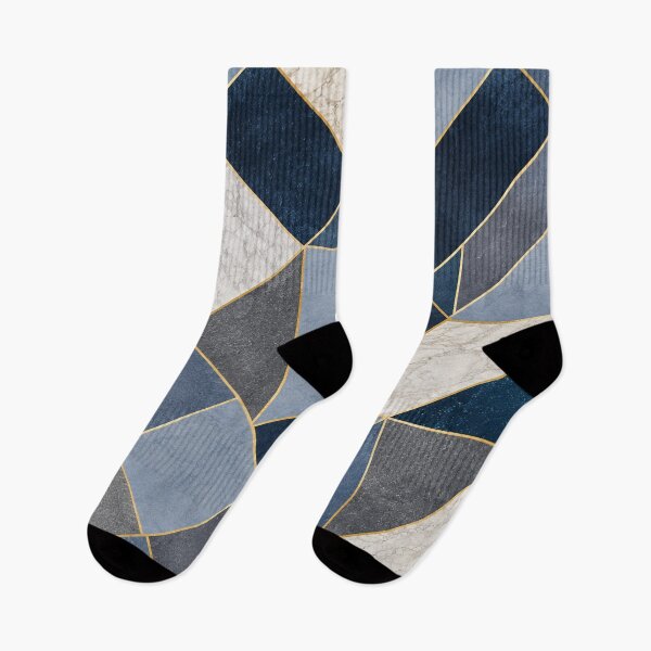 Item preview, Navy Blue & Marble Geometric Abstract Pattern with Gold Lines designed and sold by Punch-E415.