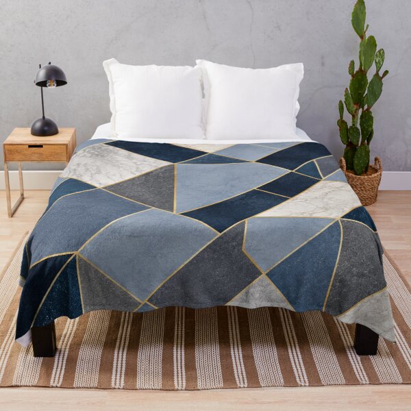 Item preview, Navy Blue & Marble Geometric Abstract Pattern with Gold Lines designed and sold by Punch-E415.