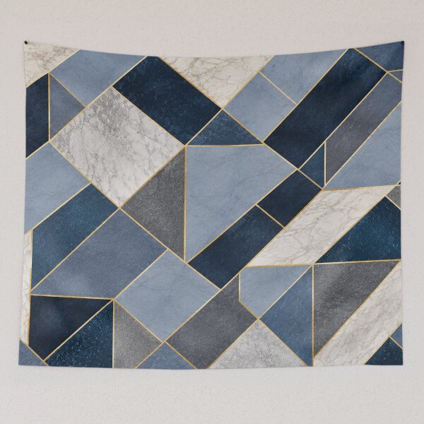 Item preview, Navy Blue & Marble Geometric Abstract Pattern with Gold Lines designed and sold by Punch-E415.