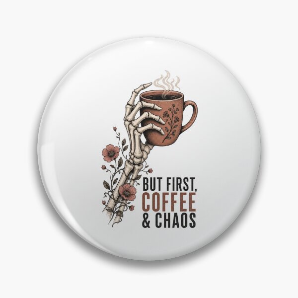 Item preview, But First Coffee & Chaos Shirt, Comfort Colors® Floral Skeleton Hand Tee, Funny Halloween Coffee Graphic designed and sold by TshirtsLabs.