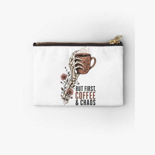Item preview, But First Coffee & Chaos Shirt, Comfort Colors® Floral Skeleton Hand Tee, Funny Halloween Coffee Graphic designed and sold by TshirtsLabs.