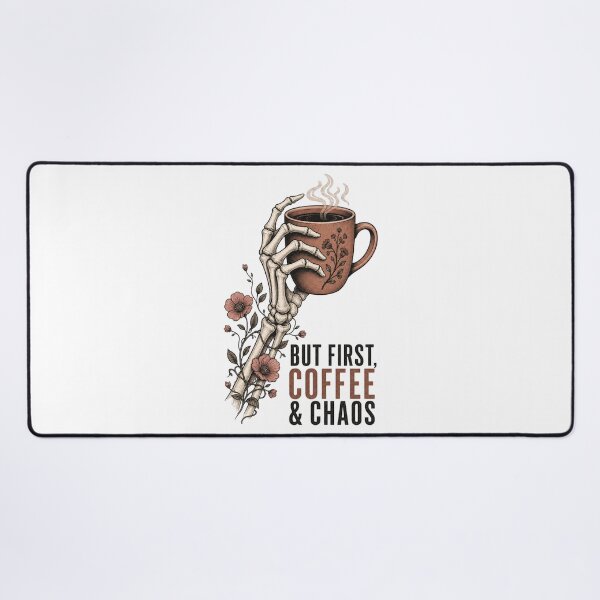 Item preview, But First Coffee & Chaos Shirt, Comfort Colors® Floral Skeleton Hand Tee, Funny Halloween Coffee Graphic designed and sold by TshirtsLabs.