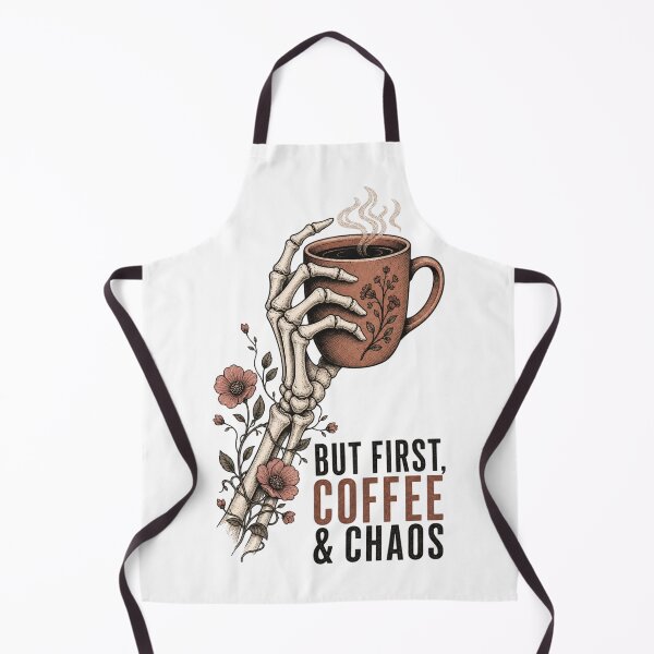 Item preview, But First Coffee & Chaos Shirt, Comfort Colors® Floral Skeleton Hand Tee, Funny Halloween Coffee Graphic designed and sold by TshirtsLabs.
