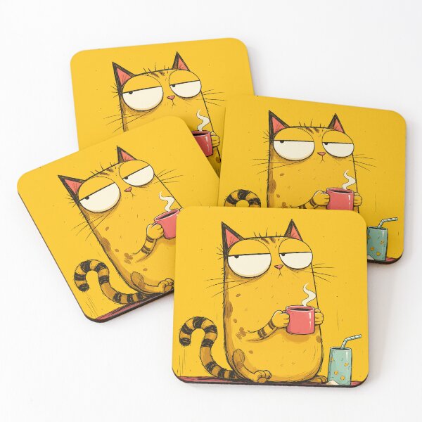 Item preview, Grumpy Morning Coffee Cat Funny Tired Tabby Retro Comic Graphic designed and sold by The Upside Down.