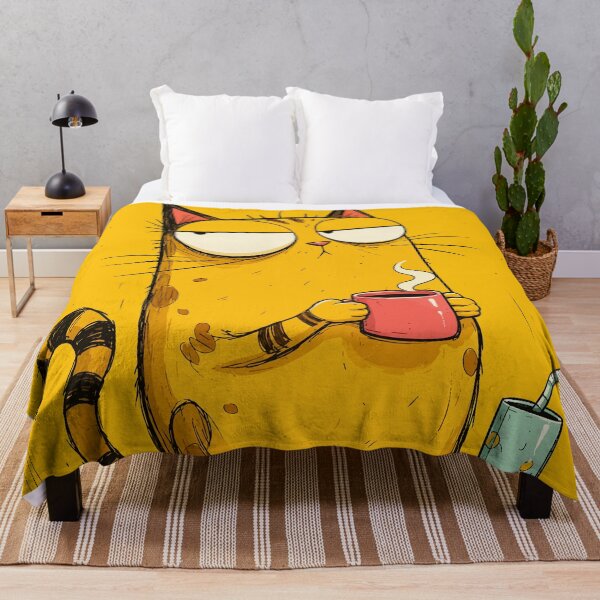 Item preview, Grumpy Morning Coffee Cat Funny Tired Tabby Retro Comic Graphic designed and sold by The Upside Down.