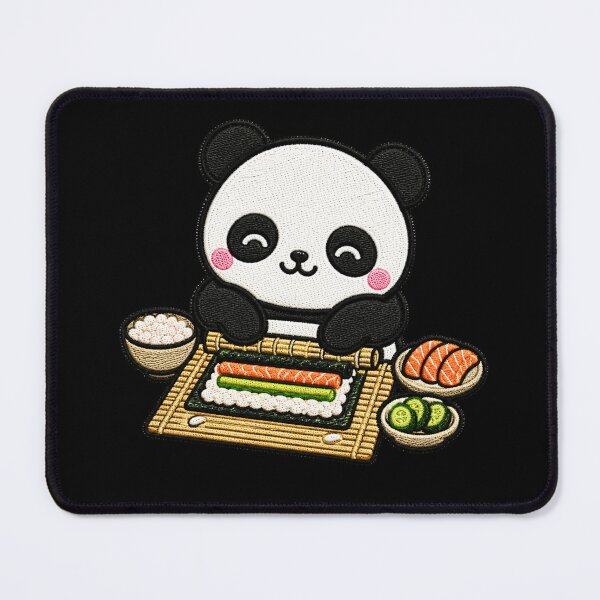 Item preview, Cute Panda Making Sushi Kawaii Embroidery Patch designed and sold by ColorSplash123.