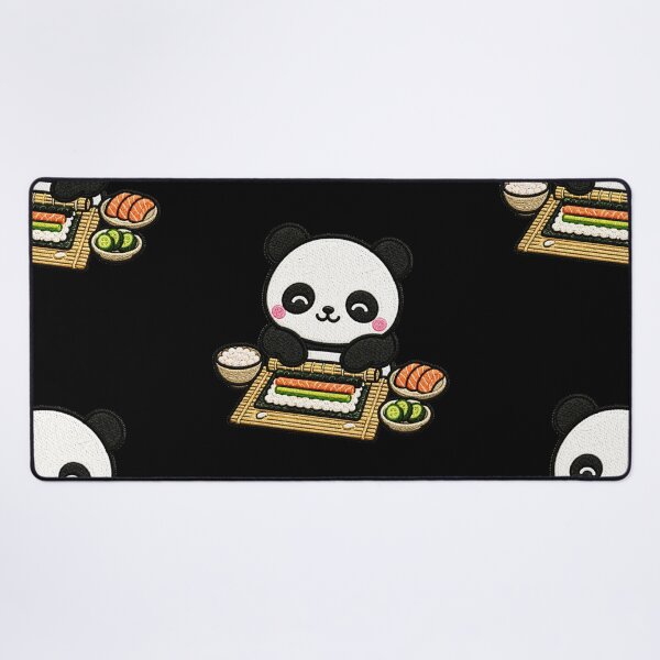 Item preview, Cute Panda Making Sushi Kawaii Embroidery Patch designed and sold by ColorSplash123.