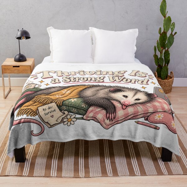 Item preview, Thriving Is a Strong Word Funny Possum designed and sold by taylorvinyls.