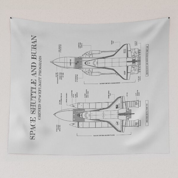Item preview, NASA Space Shuttle vs Energia Buran (White Stencil - No Background) designed and sold by BGALAXY.