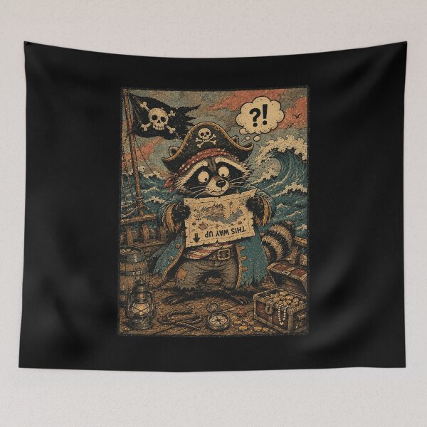 Item preview, Confused Pirate Raccoon Treasure Map designed and sold by nellaviva.