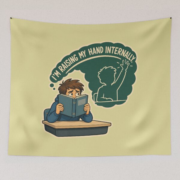 Item preview, Raising My Hand Internally Funny Introvert Social Anxiety Art designed and sold by SVox.