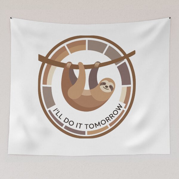 Item preview, Ill Do It Tomorrow Minimalist Sloth Clock designed and sold by Arc2020.