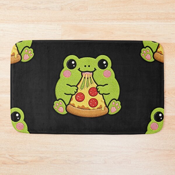 Item preview, Cute Frog Eating Pizza Kawaii Embroidery Patch designed and sold by ColorSplash123.