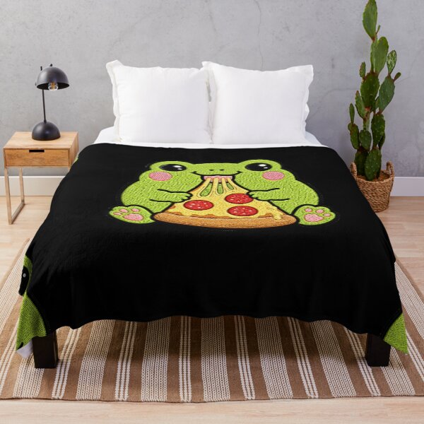 Item preview, Cute Frog Eating Pizza Kawaii Embroidery Patch designed and sold by ColorSplash123.