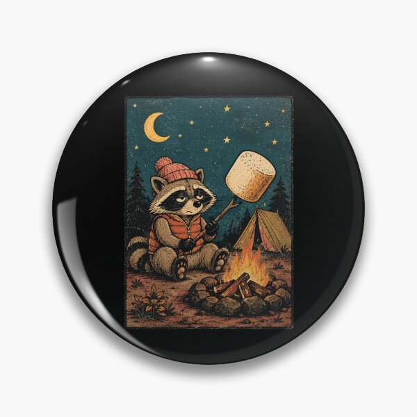 Item preview, Camping Raccoon Giant Marshmallow Fire designed and sold by nellaviva.