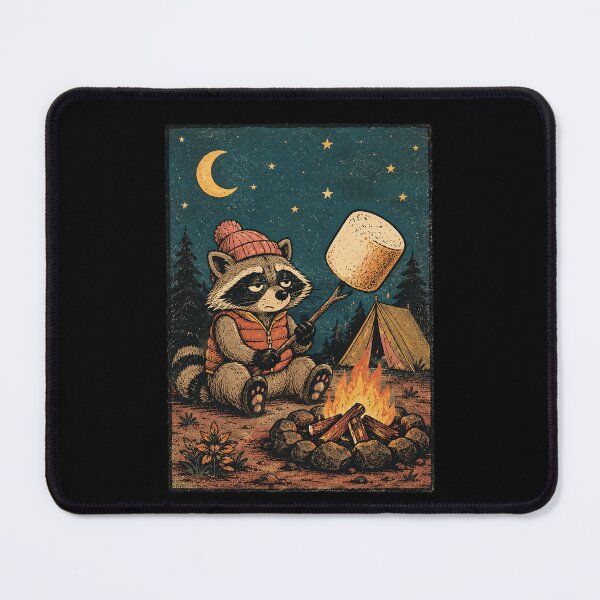 Item preview, Camping Raccoon Giant Marshmallow Fire designed and sold by nellaviva.
