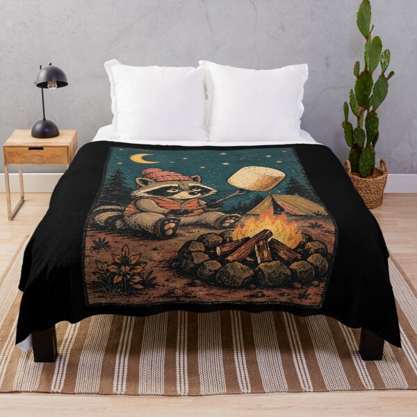 Item preview, Camping Raccoon Giant Marshmallow Fire designed and sold by nellaviva.