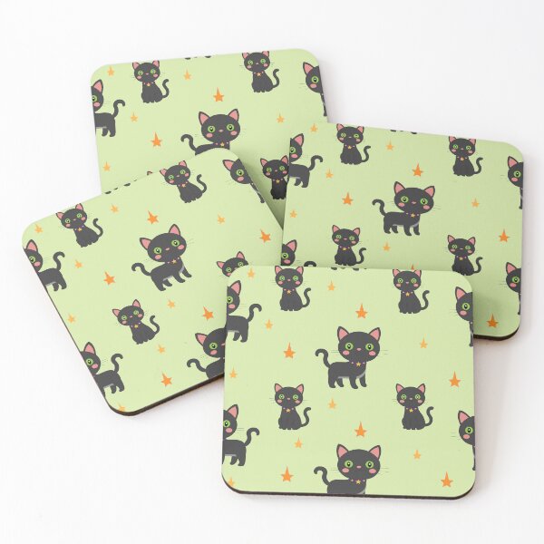 Item preview, Cute Kawaii Black Cat and Stars Seamless Pattern designed and sold by ElenMart.