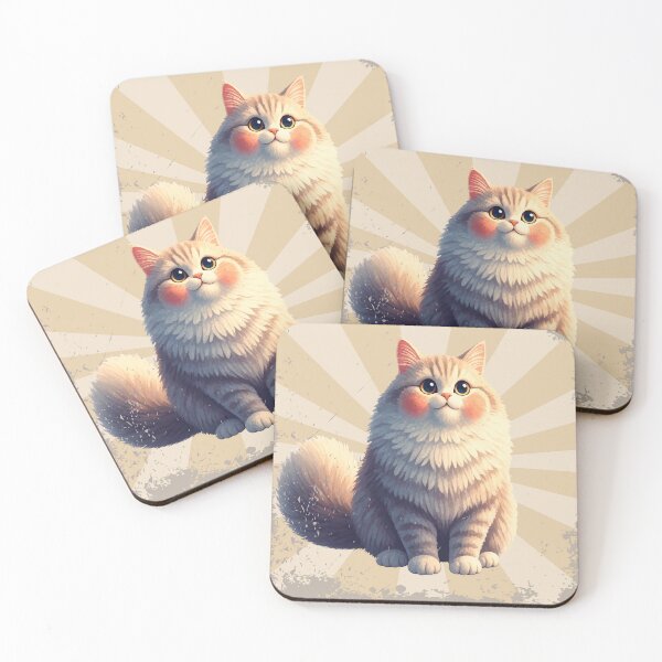 Item preview, Gray fluffy cat in retro style designed and sold by Zhanna LL.