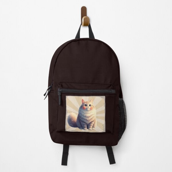 Item preview, Gray fluffy cat in retro style designed and sold by Zhanna Lenivaya.