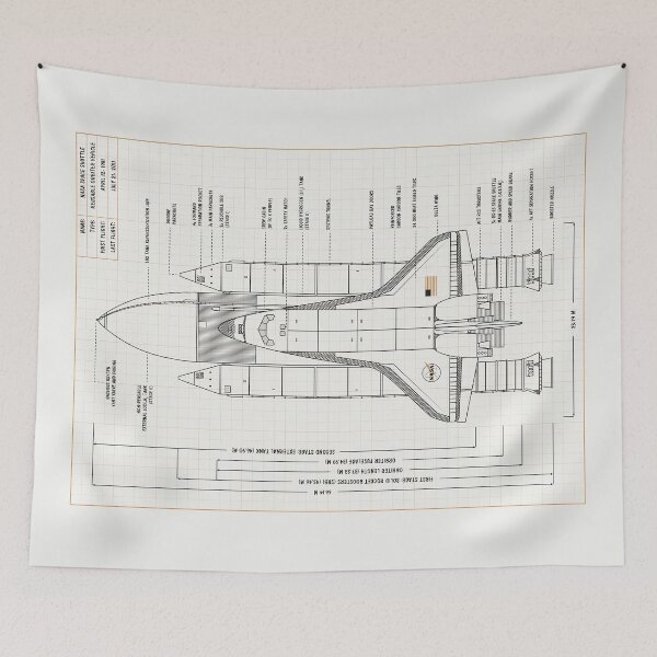 Item preview, NASA Space Shuttle Front Elevation (Vertical Ivory Brown Grid) designed and sold by BGALAXY.