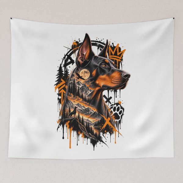 Item preview, Doberman Mountain Double Exposure Art designed and sold by AbderraimArt.
