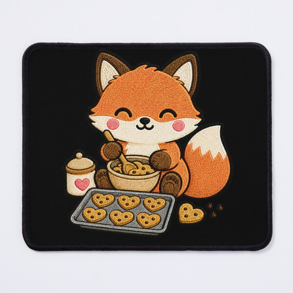 Item preview, Cute Fox Baking Cookies Kawaii Embroidery Patch designed and sold by ColorSplash123.