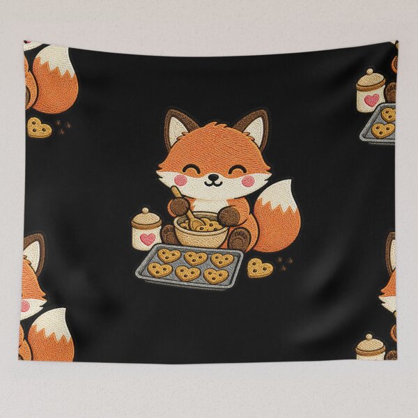 Item preview, Cute Fox Baking Cookies Kawaii Embroidery Patch designed and sold by ColorSplash123.