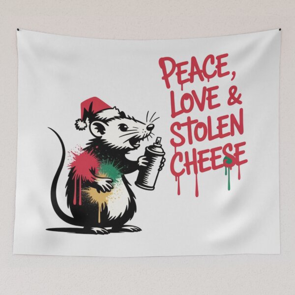 Item preview, Banksy Christmas Rat - Peace, Love & Stolen Cheese designed and sold by 123ks.