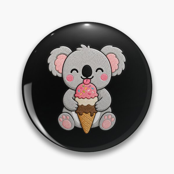 Item preview, Cute Koala Eating Ice Cream Kawaii Embroidery Patch designed and sold by ColorSplash123.
