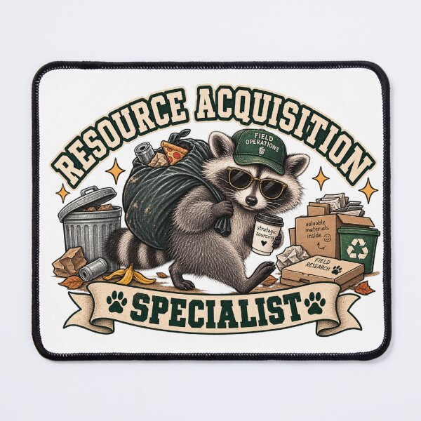 Item preview, Resource Acquisition Specialist Funny Raccoon designed and sold by taylorvinyls.