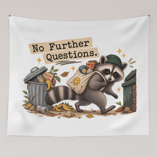 Item preview, Suspicious Raccoon No Further Questions designed and sold by taylorvinyls.