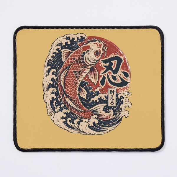 Item preview, Japanese Koi Fish Vintage Art – 忍 Endure Retro Wave & Koi Wall Decor designed and sold by CH-4TEE.