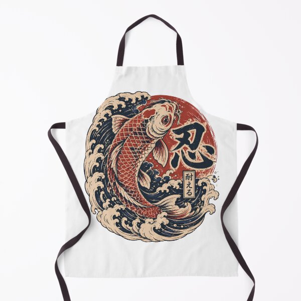 Item preview, Japanese Koi Fish Vintage Art – 忍 Endure Retro Wave & Koi Wall Decor designed and sold by CH-4TEE.