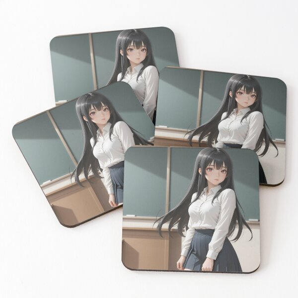 Item preview, Black Haired Anime Schoolgirl Elegant Classroom Student designed and sold by Killington.